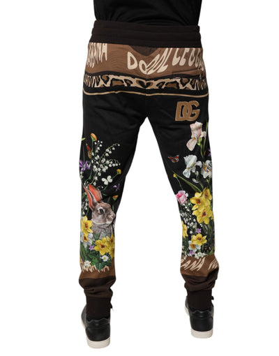 Dolce &amp; Gabbana Zwarte Bloemen Katoenen Joggingbroek