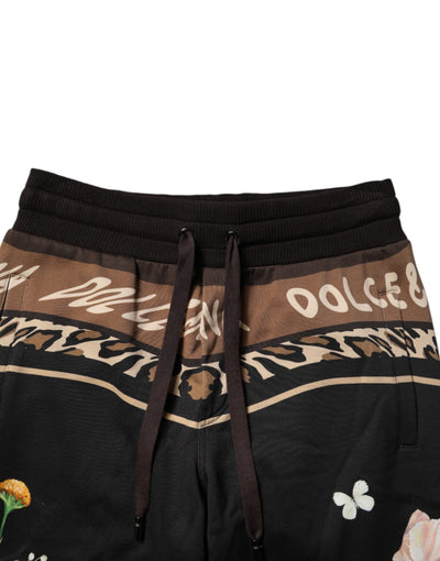Dolce &amp; Gabbana Zwarte Bloemen Katoenen Joggingbroek