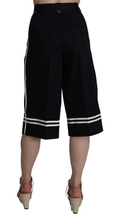 Pantalon court en coton noir à ornements Dolce &amp; Gabbana