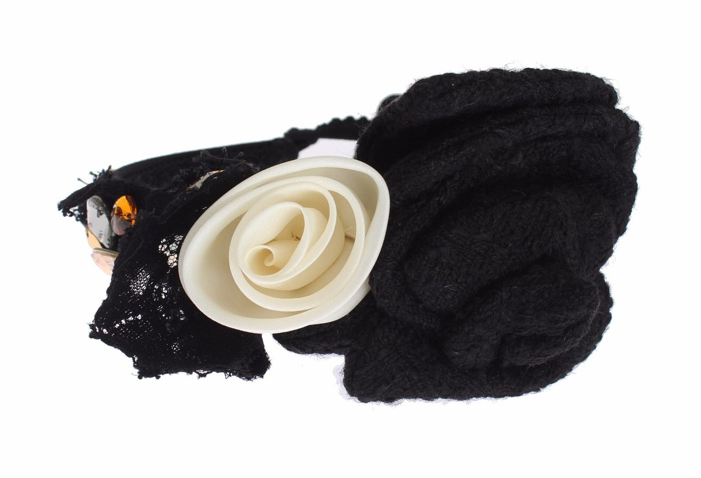 Dolce &amp; Gabbana Diadeem Hoofdband Tiara Witte Roos Kristal Haar Goud
