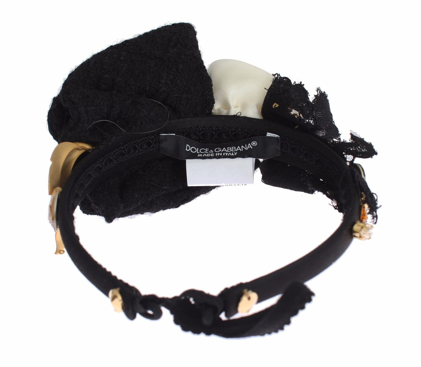 Dolce &amp; Gabbana Diadeem Hoofdband Tiara Witte Roos Kristal Haar Goud