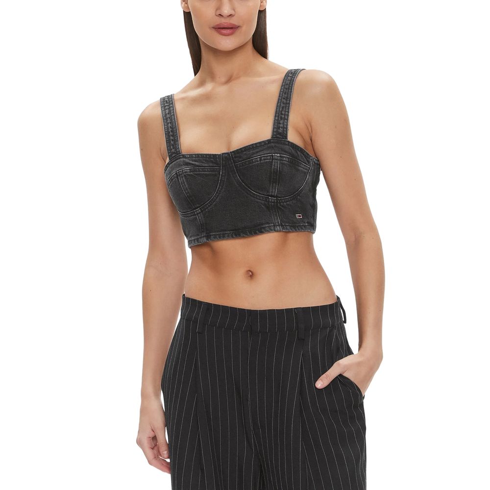 Tommy Hilfiger Jeans Zwarte Top van Gerecycled Katoen