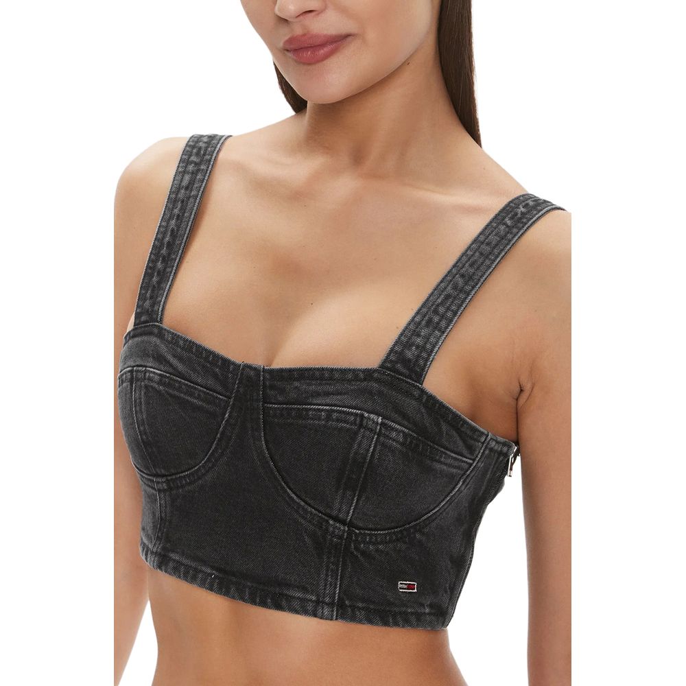 Tommy Hilfiger Jeans Zwarte Top van Gerecycled Katoen
