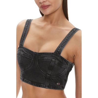 Tommy Hilfiger Jeans Zwarte Top van Gerecycled Katoen