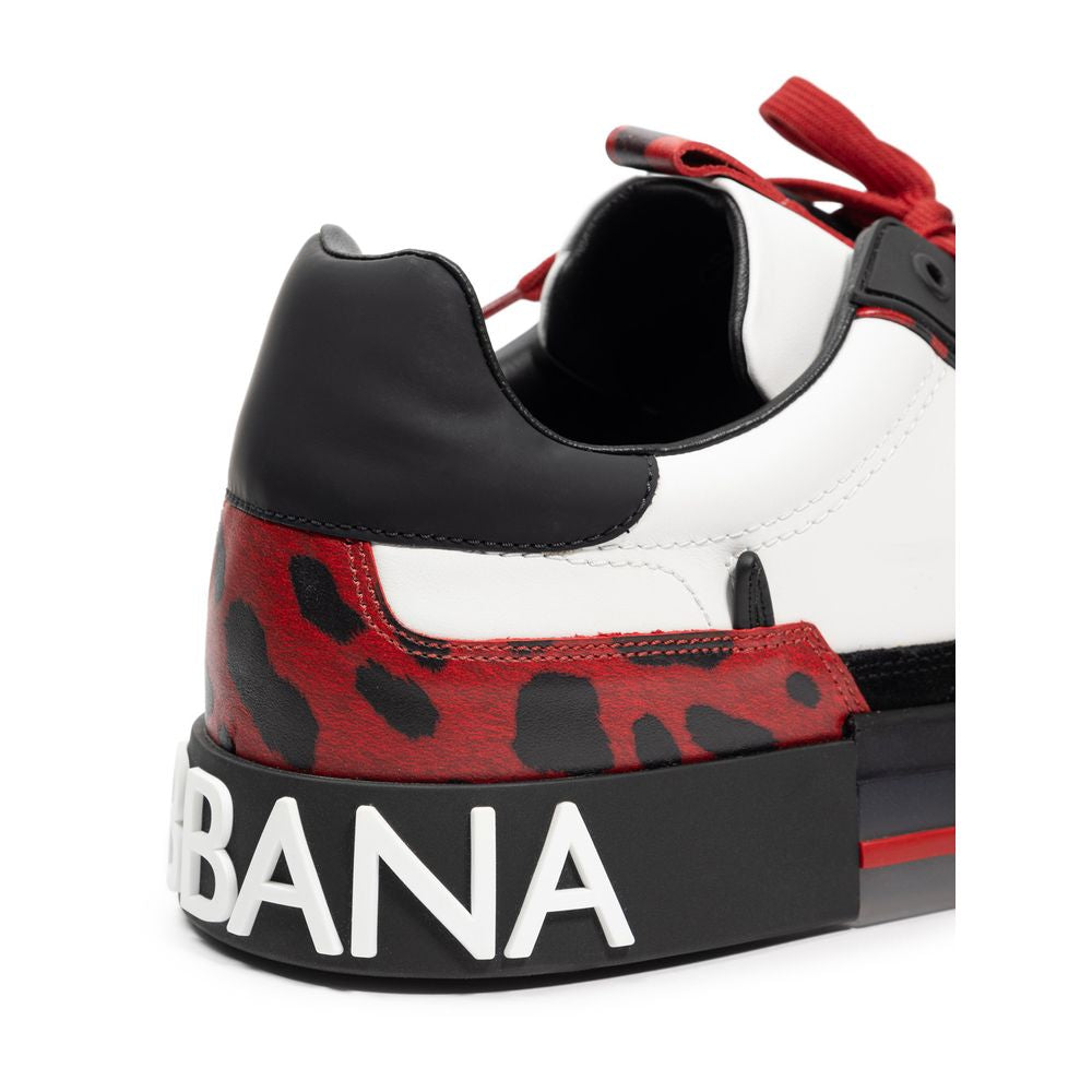 Dolce &amp; Gabbana zwart-witte leren sneaker