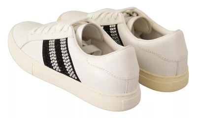 Marc Jacobs Witte Leren Sneakers met Kristalversiering