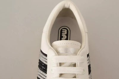 Marc Jacobs Witte Leren Sneakers met Kristalversiering