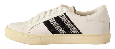 Marc Jacobs Witte Leren Sneakers met Kristalversiering