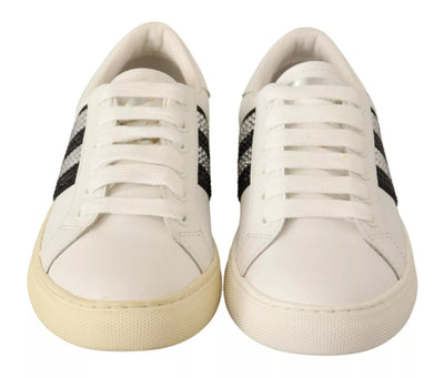 Marc Jacobs Witte Leren Sneakers met Kristalversiering