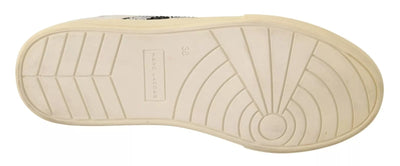 Marc Jacobs Witte Leren Sneakers met Kristalversiering