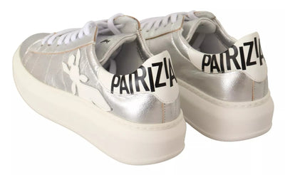 Patrizia Pepe Zilveren Volnerf Leren Veterschoenen
