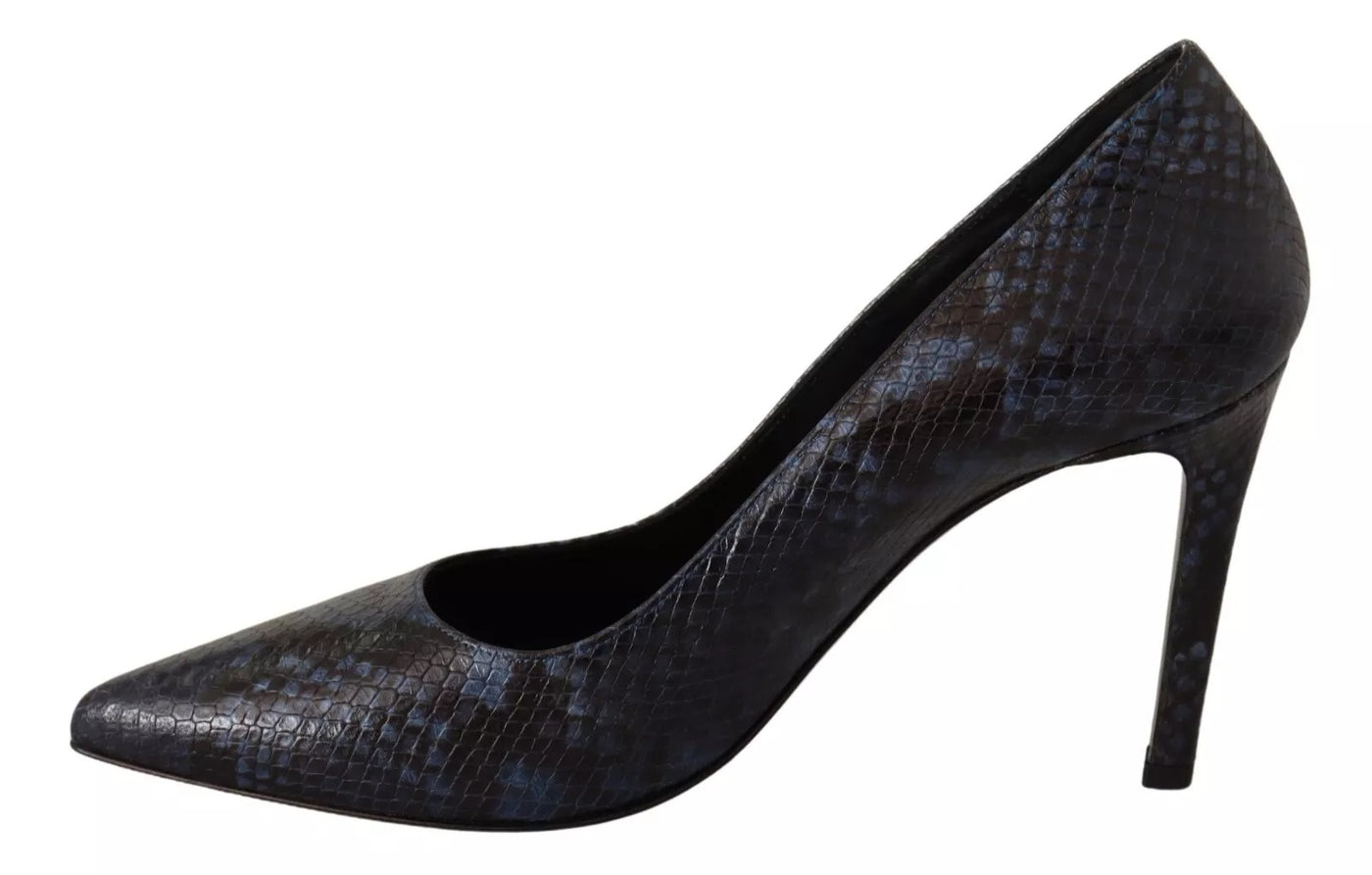 Sofia Black Snake Skin Leather Stiletto High Heels Pumps Shoes