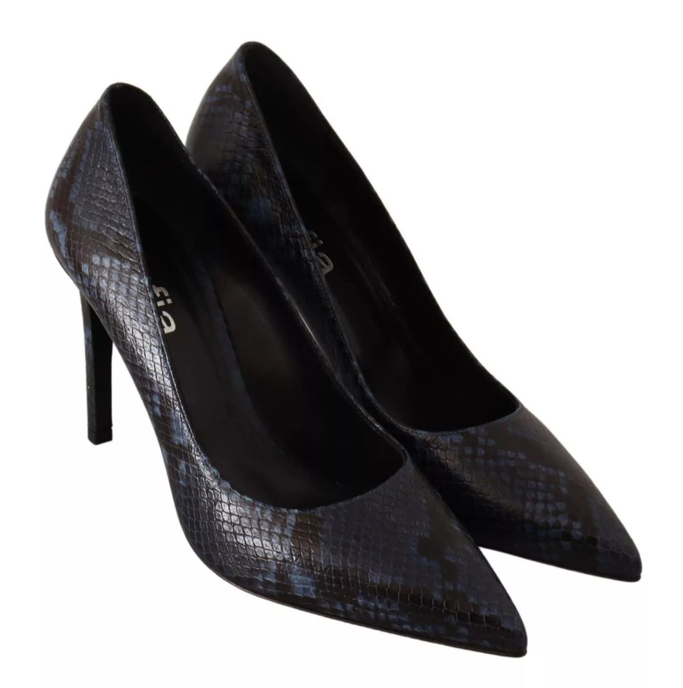 Sofia Black Snake Skin Leather Stiletto High Heels Pumps Shoes