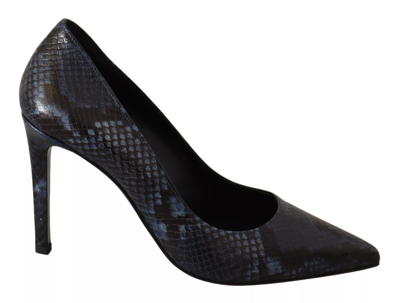 Sofia Black Snake Skin Leather Stiletto High Heels Pumps Shoes
