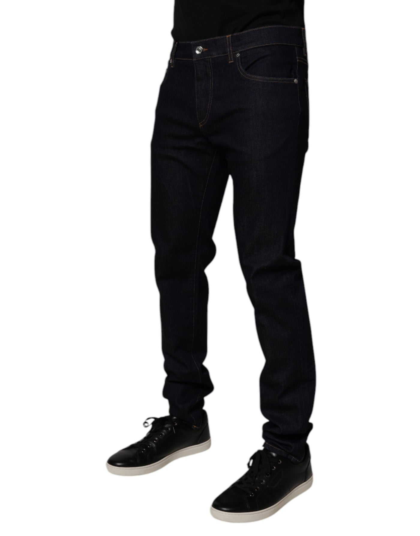 Dolce &amp; Gabbana Zwarte Katoenen Stretch Heren Skinny Denim Jeans