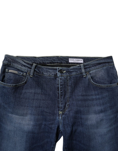 Dolce &amp; Gabbana blauwe gewassen katoenen stretch skinny denim jeans