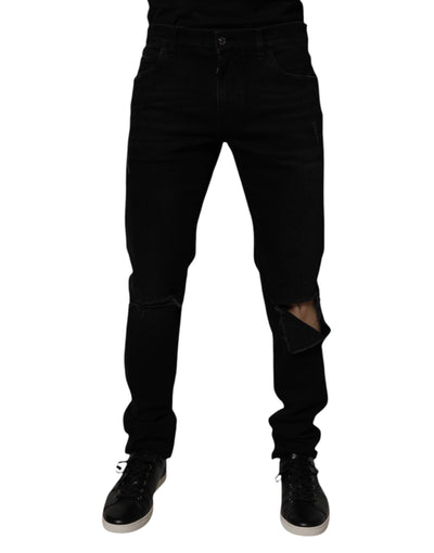 Dolce &amp; Gabbana Zwarte Katoenen Skinny Heren Denim Jeans