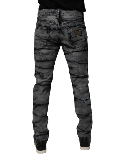 Dolce &amp; Gabbana Grijze Tie Dye Katoenen Skinny Heren Denim Jeans