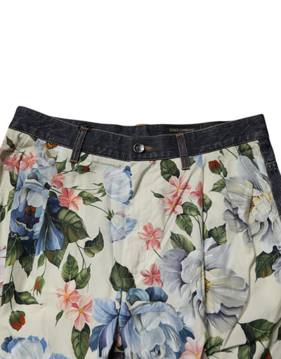 Dolce &amp; Gabbana beige blauwe bloemen katoenen heren denim jeans