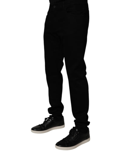 Dolce &amp; Gabbana Zwarte Katoenen Stretch Slim Fit Heren Denim Jeans