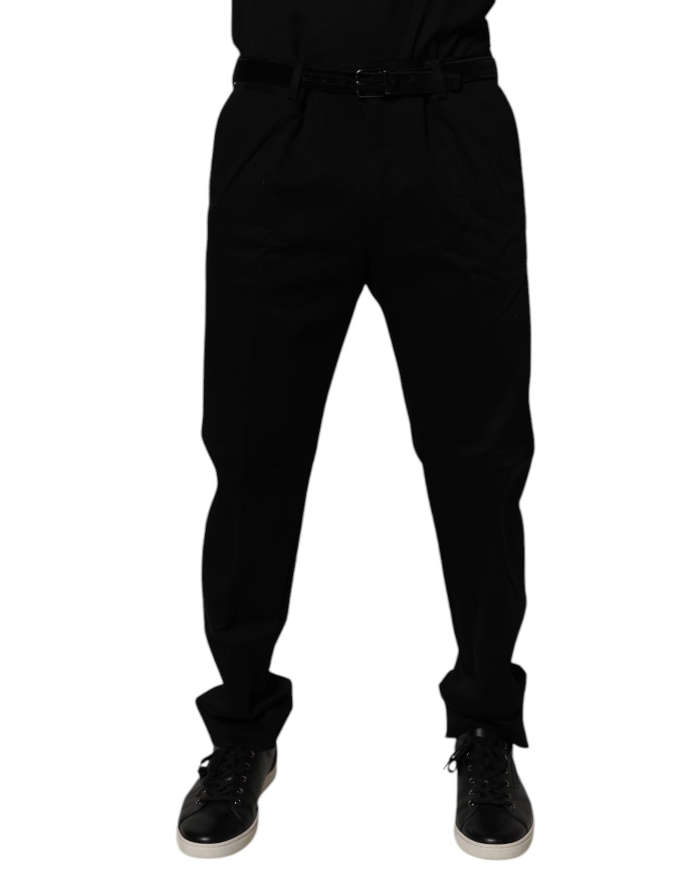 Dolce &amp; Gabbana Zwarte Katoenen Heren Skinny Jurk Formele Broek