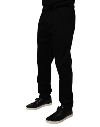 Dolce &amp; Gabbana Zwarte Katoenen Heren Skinny Jurk Formele Broek