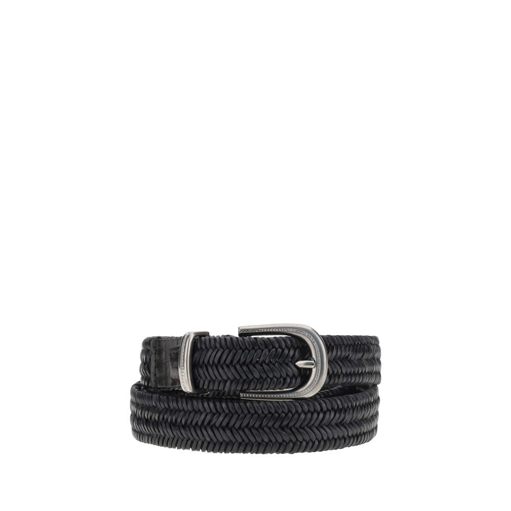 Brunello Cucinelli gevlochten stretch leren riem