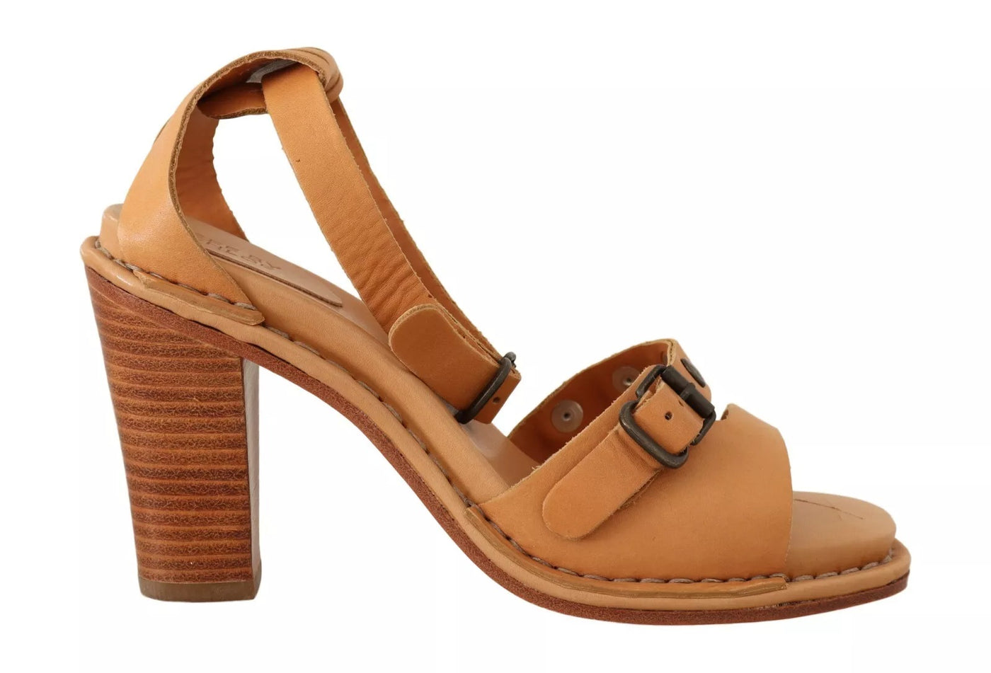 See By Chloé Bruine leren sandalen met enkelbandje en studs
