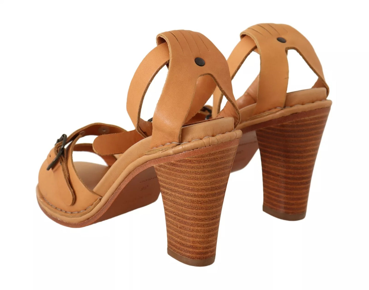See By Chloé Bruine leren sandalen met enkelbandje en studs
