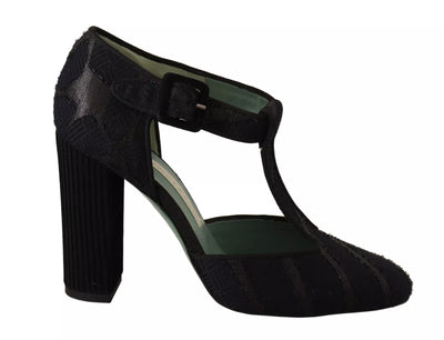 Paola D'Arcano Zwarte Suède Leren Blokhakken Sandalen Schoenen