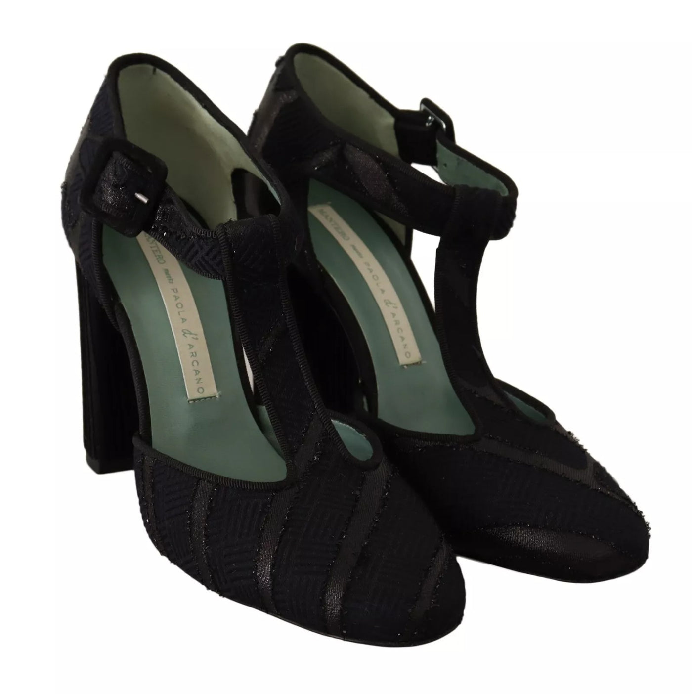Paola D'Arcano Zwarte Suède Leren Blokhakken Sandalen Schoenen