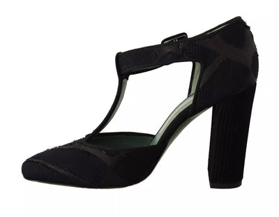 Paola D'Arcano Zwarte Suède Leren Blokhakken Sandalen Schoenen
