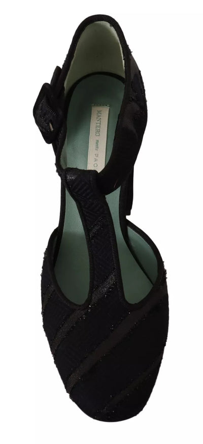 Paola D'Arcano Zwarte Suède Leren Blokhakken Sandalen Schoenen