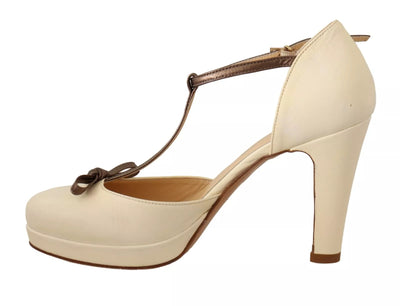 SERGIO LEVANTESI Off White leren T-band hakken sandalen schoenen