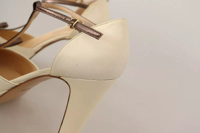 SERGIO LEVANTESI Off White leren T-band hakken sandalen schoenen