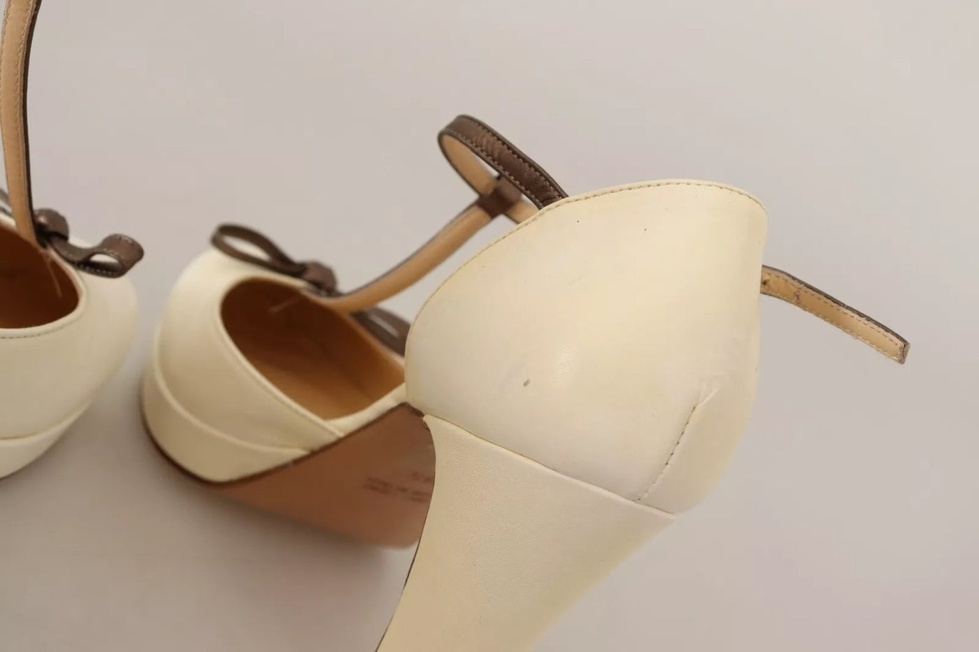 SERGIO LEVANTESI Off White leren T-band hakken sandalen schoenen