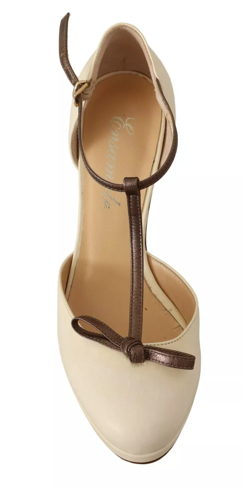 SERGIO LEVANTESI Off White leren T-band hakken sandalen schoenen