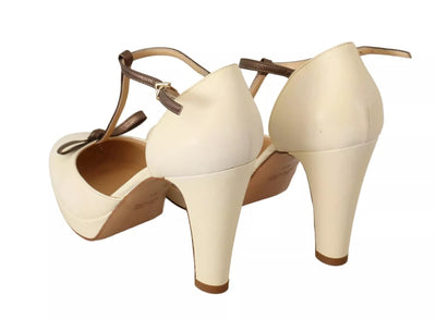 SERGIO LEVANTESI Off White leren T-band hakken sandalen schoenen