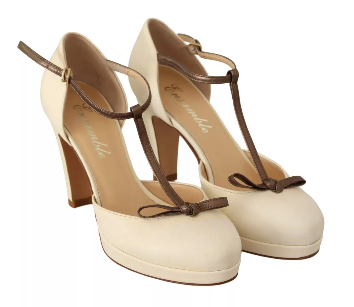 SERGIO LEVANTESI Off White leren T-band hakken sandalen schoenen