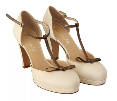 SERGIO LEVANTESI Off White leren T-band hakken sandalen schoenen