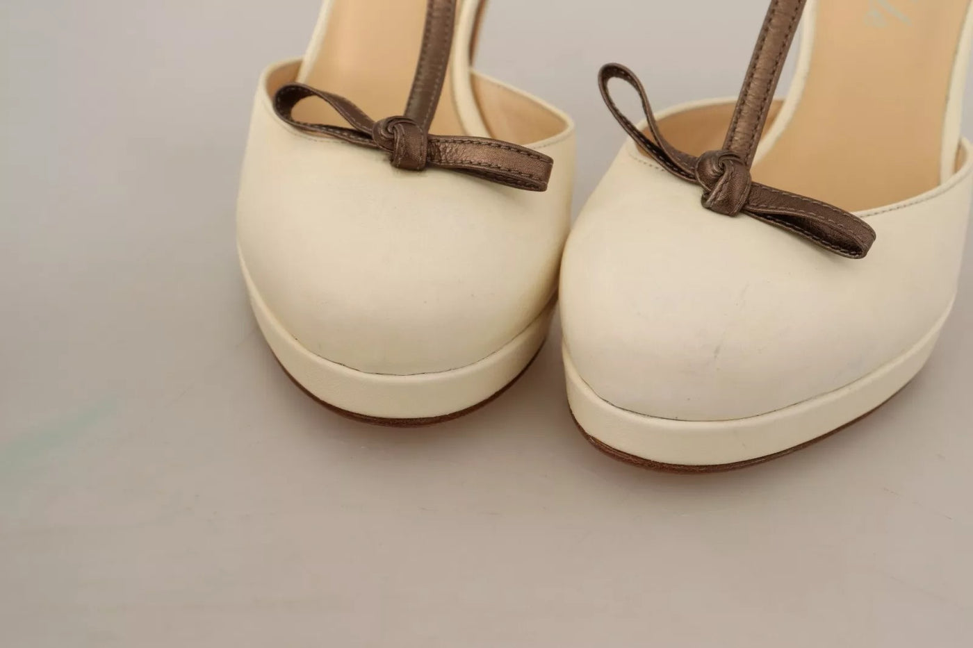 SERGIO LEVANTESI Off White leren T-band hakken sandalen schoenen