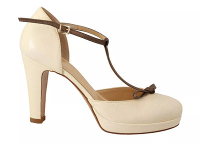SERGIO LEVANTESI Off White leren T-band hakken sandalen schoenen