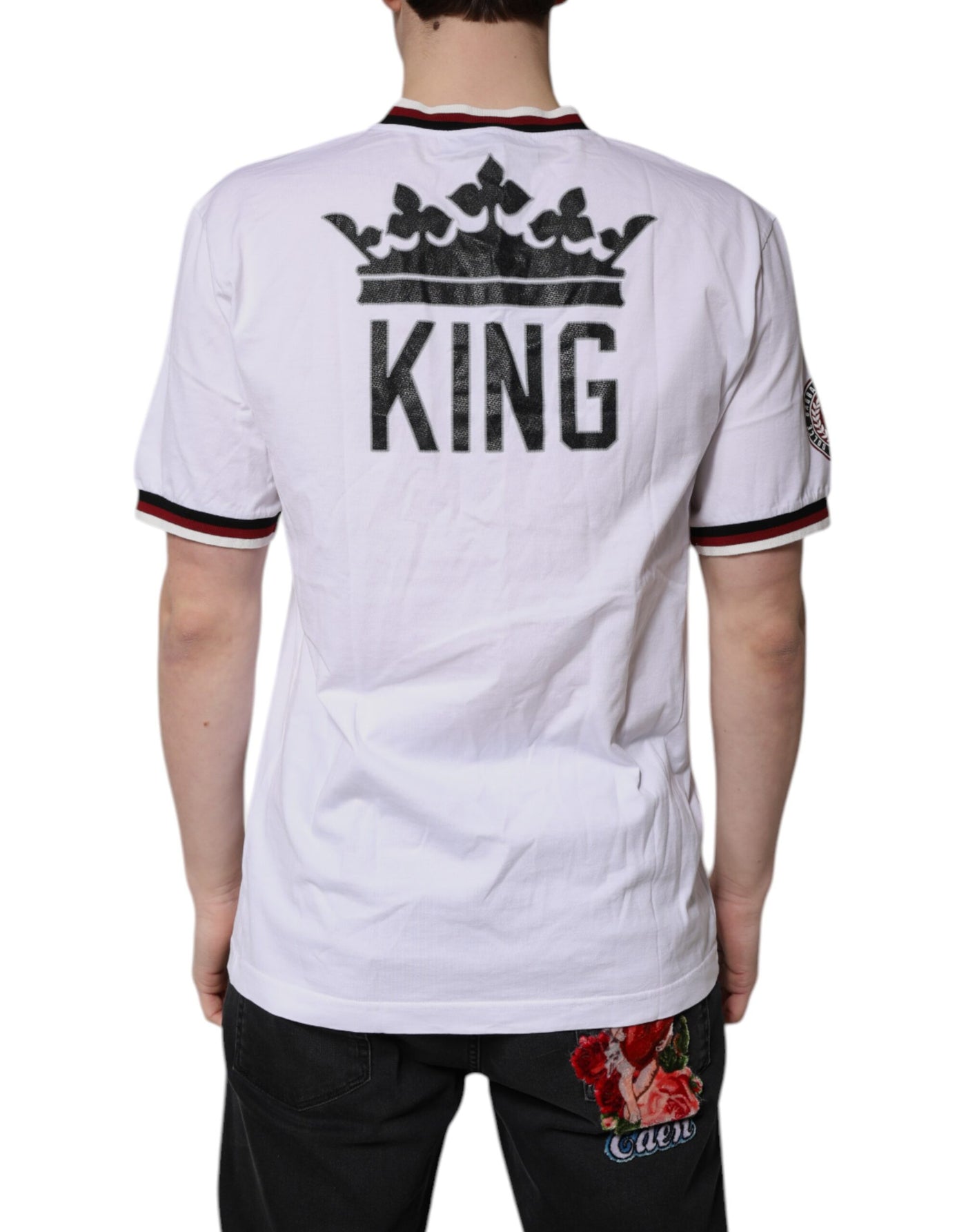 Dolce &amp; Gabbana Wit #DGMillennials King Crown V-hals T-shirt
