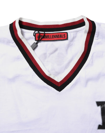 Dolce &amp; Gabbana Wit #DGMillennials King Crown V-hals T-shirt