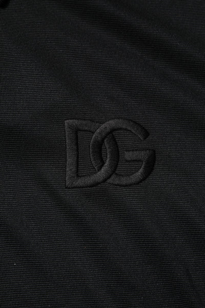 Dolce & Gabbana Black Polyester DG Logo Collared Polo T-shirt
