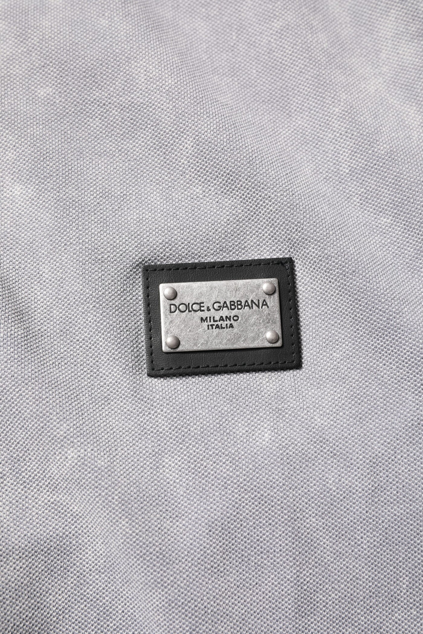 Dolce & Gabbana Gray Logo Plaque Cotton Men Polo Shirt T-shirt