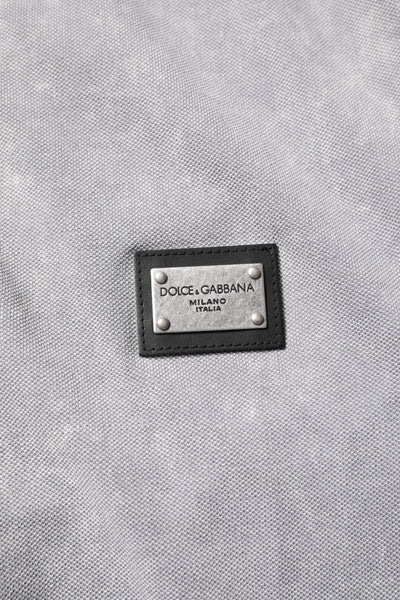 Dolce & Gabbana Gray Logo Plaque Cotton Men Polo Shirt T-shirt