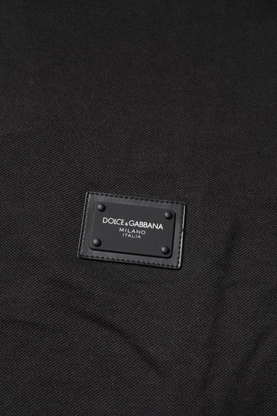 Dolce & Gabbana Dark Gray Logo Plaque Cotton Men Polo Shirt T-shirt