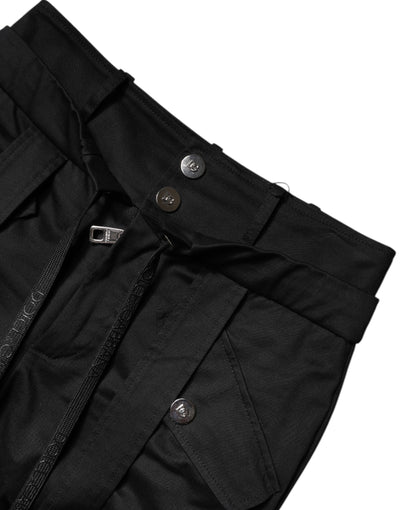 Pantalon cargo taille haute en coton noir Dolce &amp; Gabbana