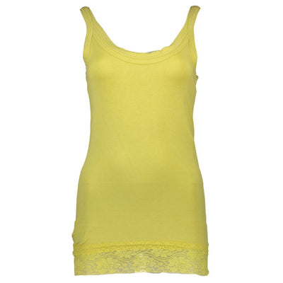 Silvian Heach Yellow Cotton Womens Tank with Lace Detail